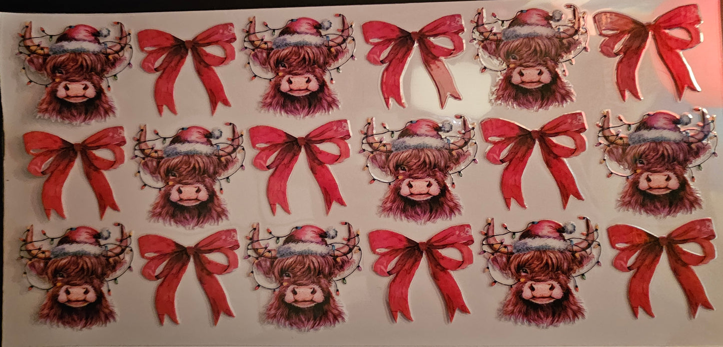 Christmas cows with red bows