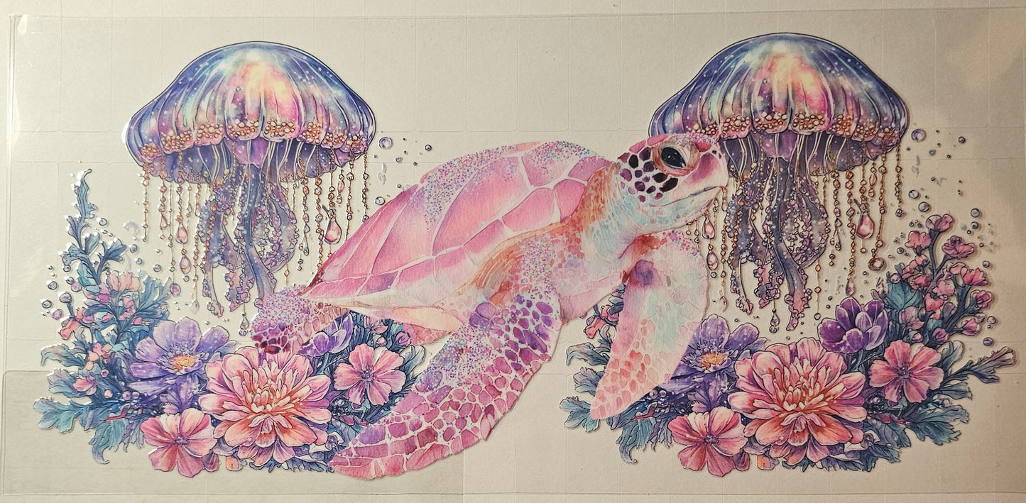Sea turtle with Jelly fish