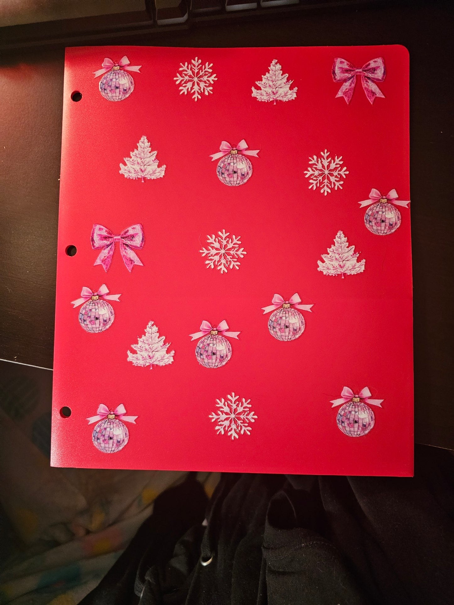 Christmas trees and ornaments peachy folder