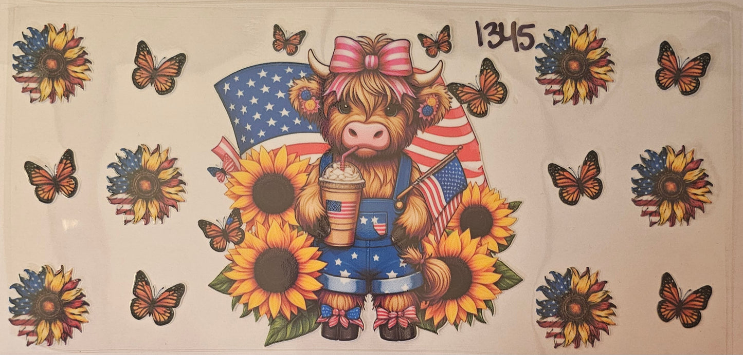 Sunflowers with a highland cow