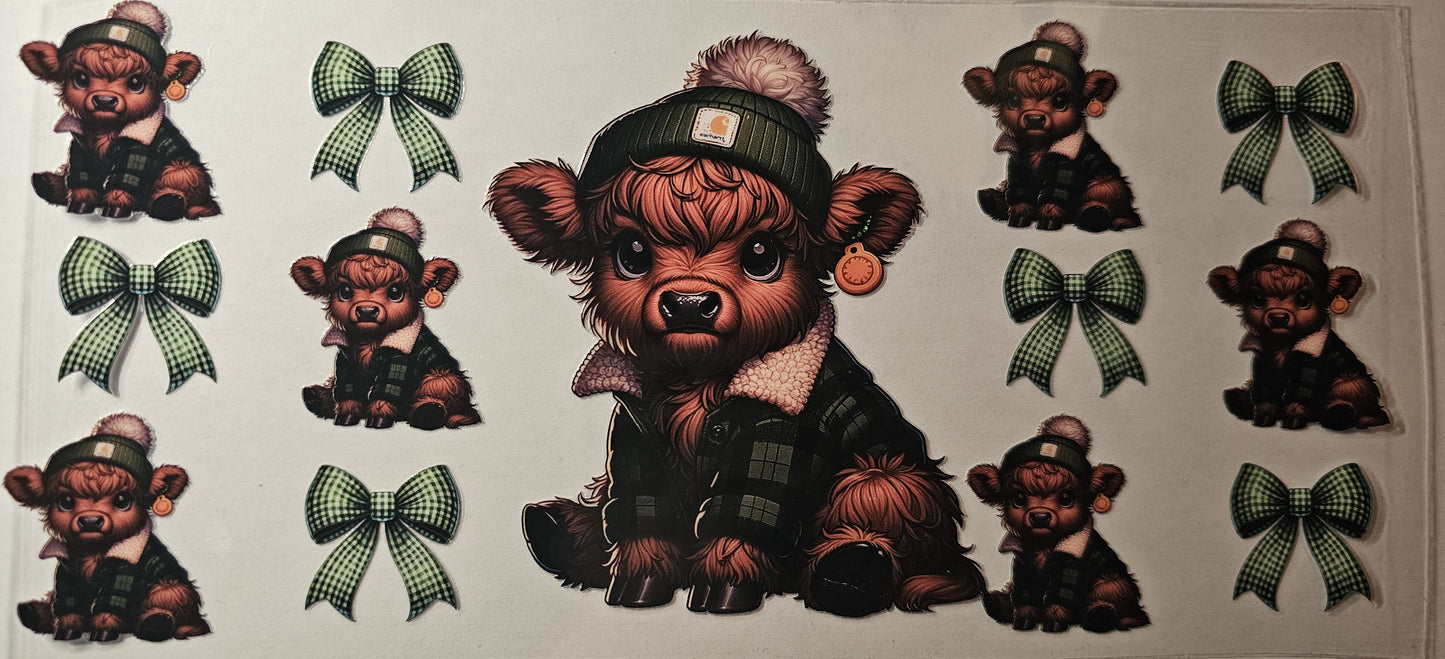 Green highland cow beanie