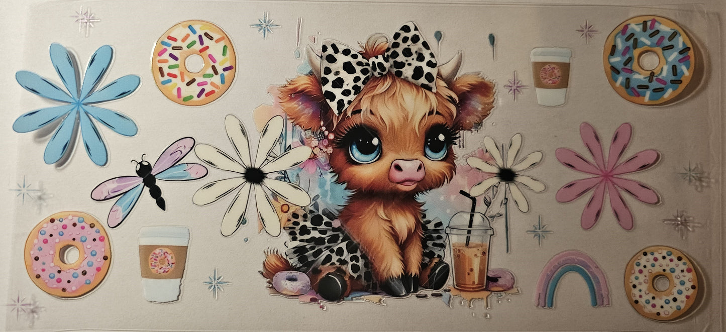 Leopard print bow highland cow