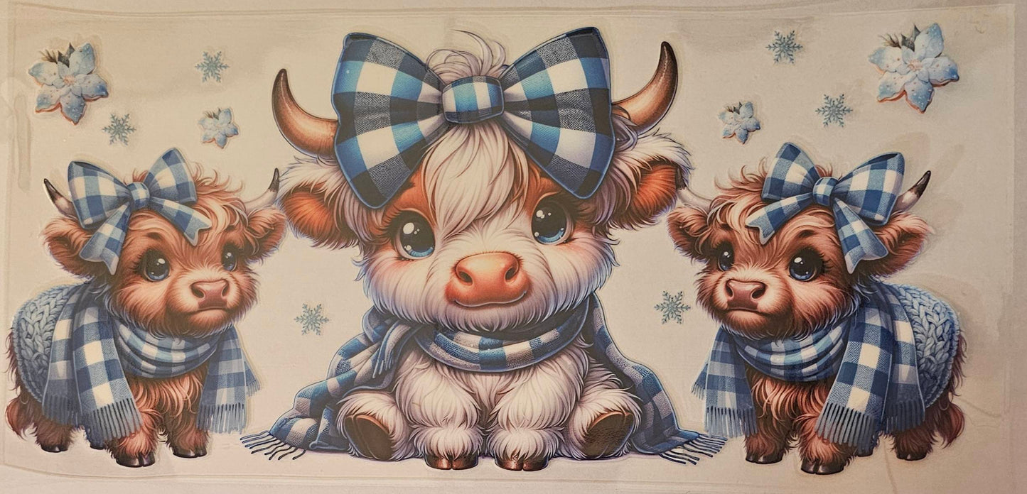 Plaid scarfs and bows highland cows