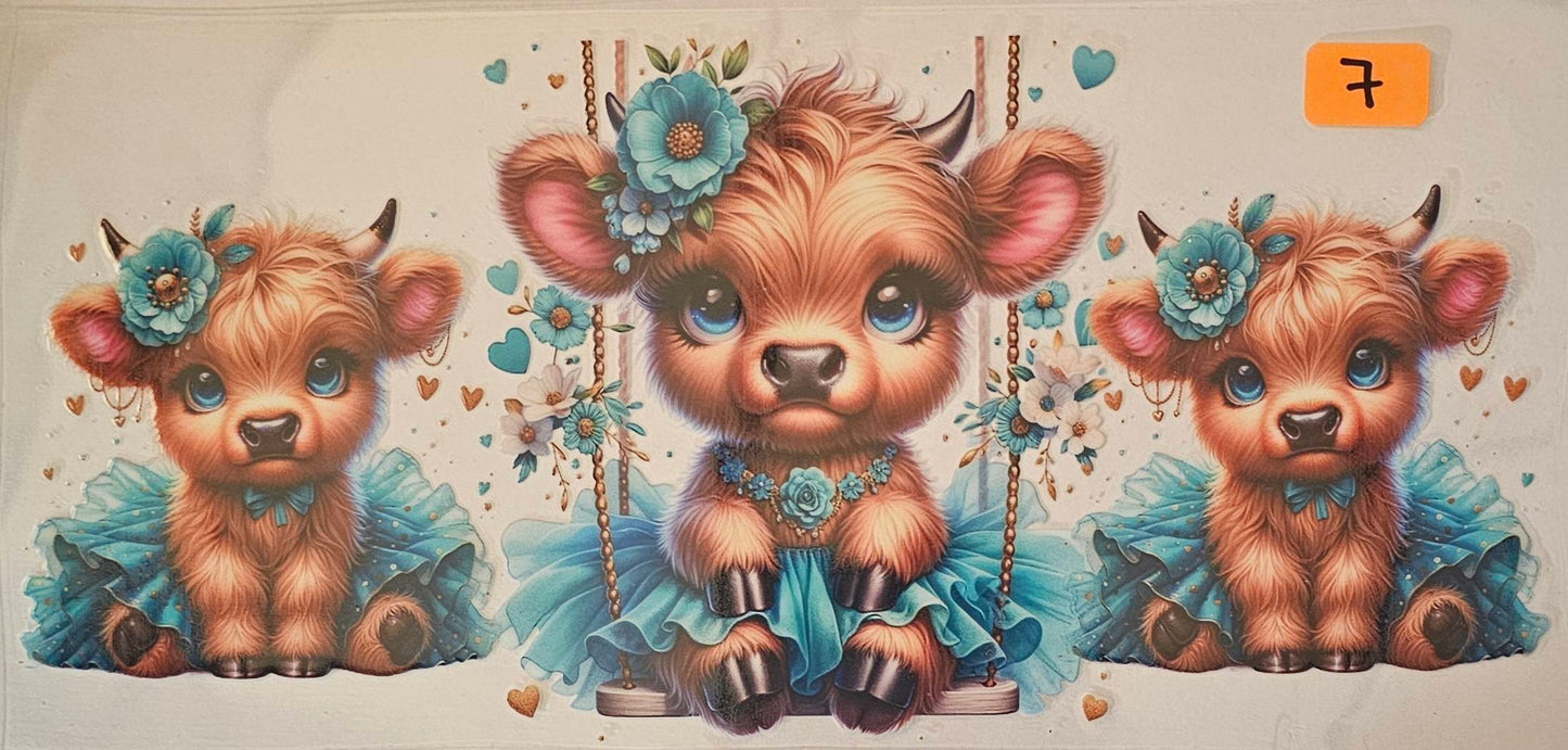 Teal Blue highland cow ballerina's