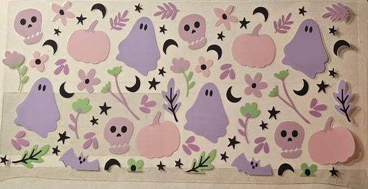 Purple Ghosts and pink pumpkins