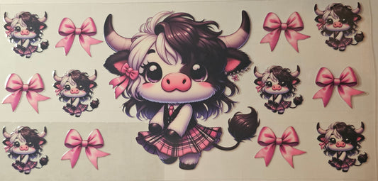 Cute Highland cow in school uniform