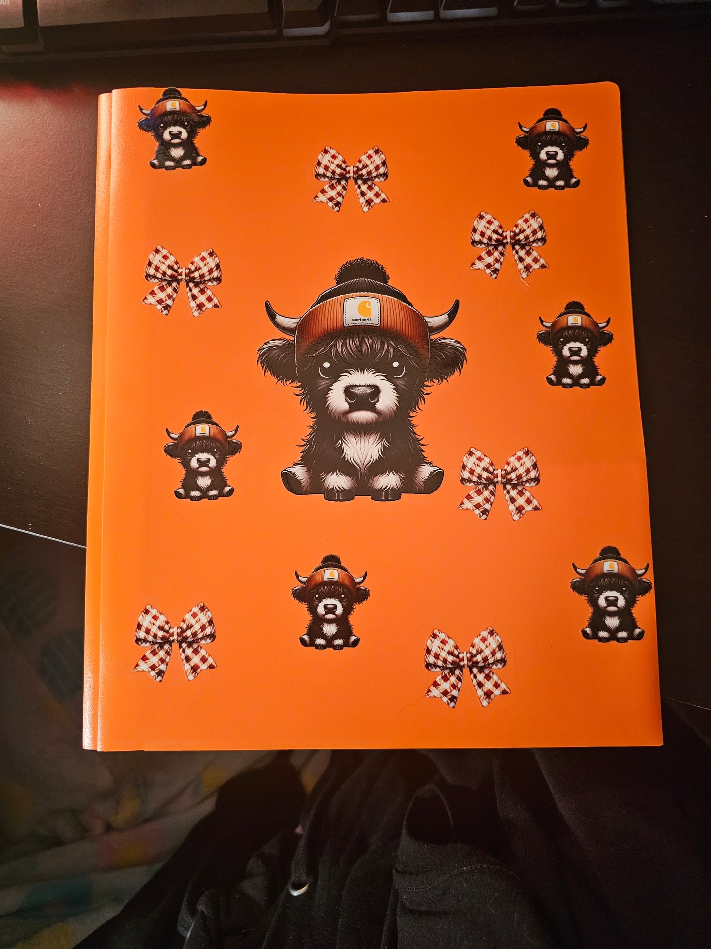 Boy highland cow peachy folder