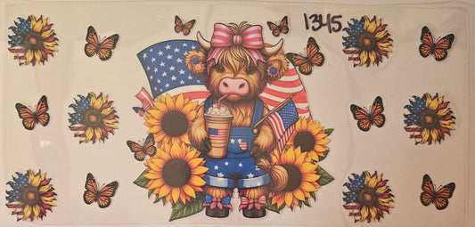 Sunflowers with a highland cow