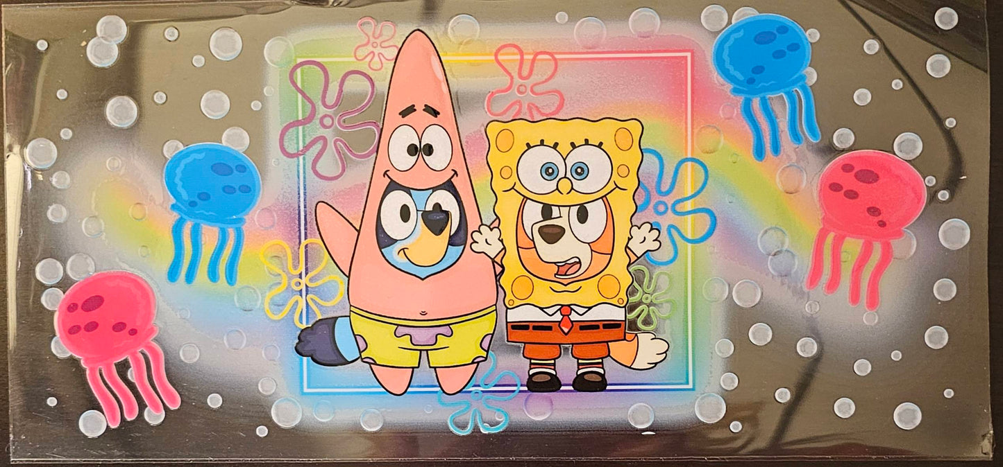 Bluey and friend as Spongebob and Patrick