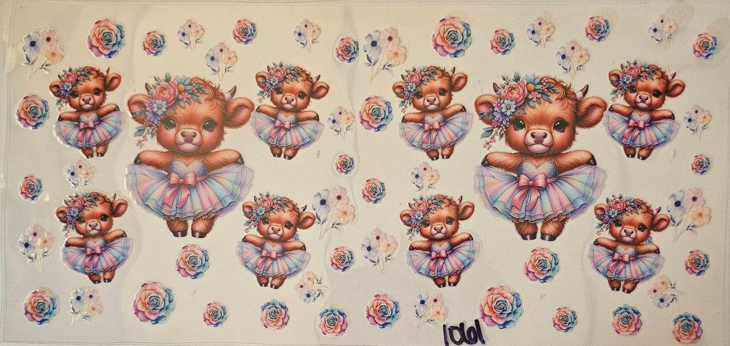 Colorful highland cow ballerina's