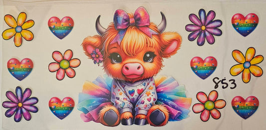 Colorful girl highland cow