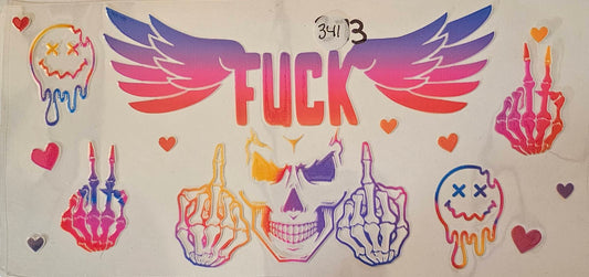 F with wings and skeleton head