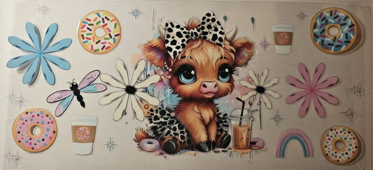 Leopard print bow highland cow