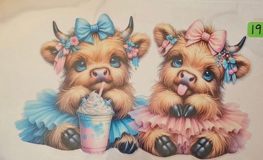 Pink and Blue tutu's highland cows