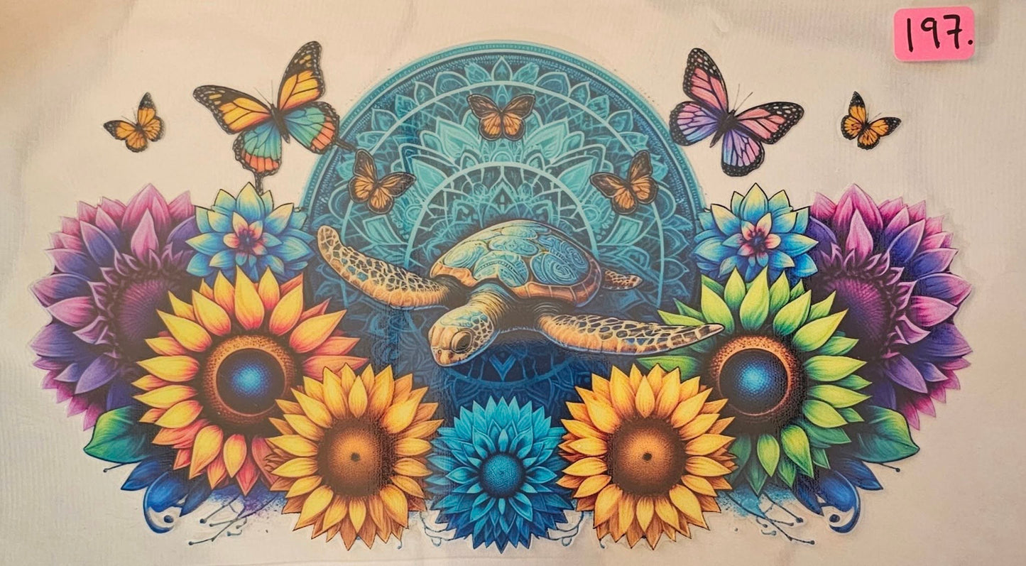 Sea turtle and Butterflies