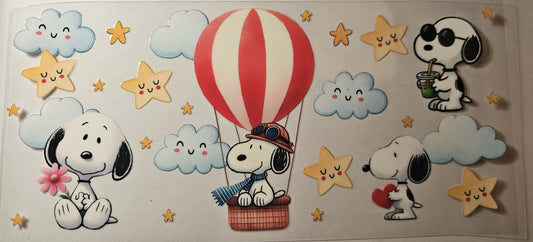 Snoopy in a hot air balloon