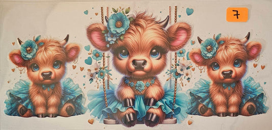 Teal Blue highland cow ballerina's